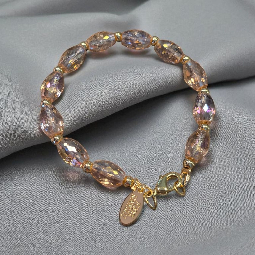 SALE!! Beautiful Iridescent Pale Pink and Gold Bead Necklace NWT